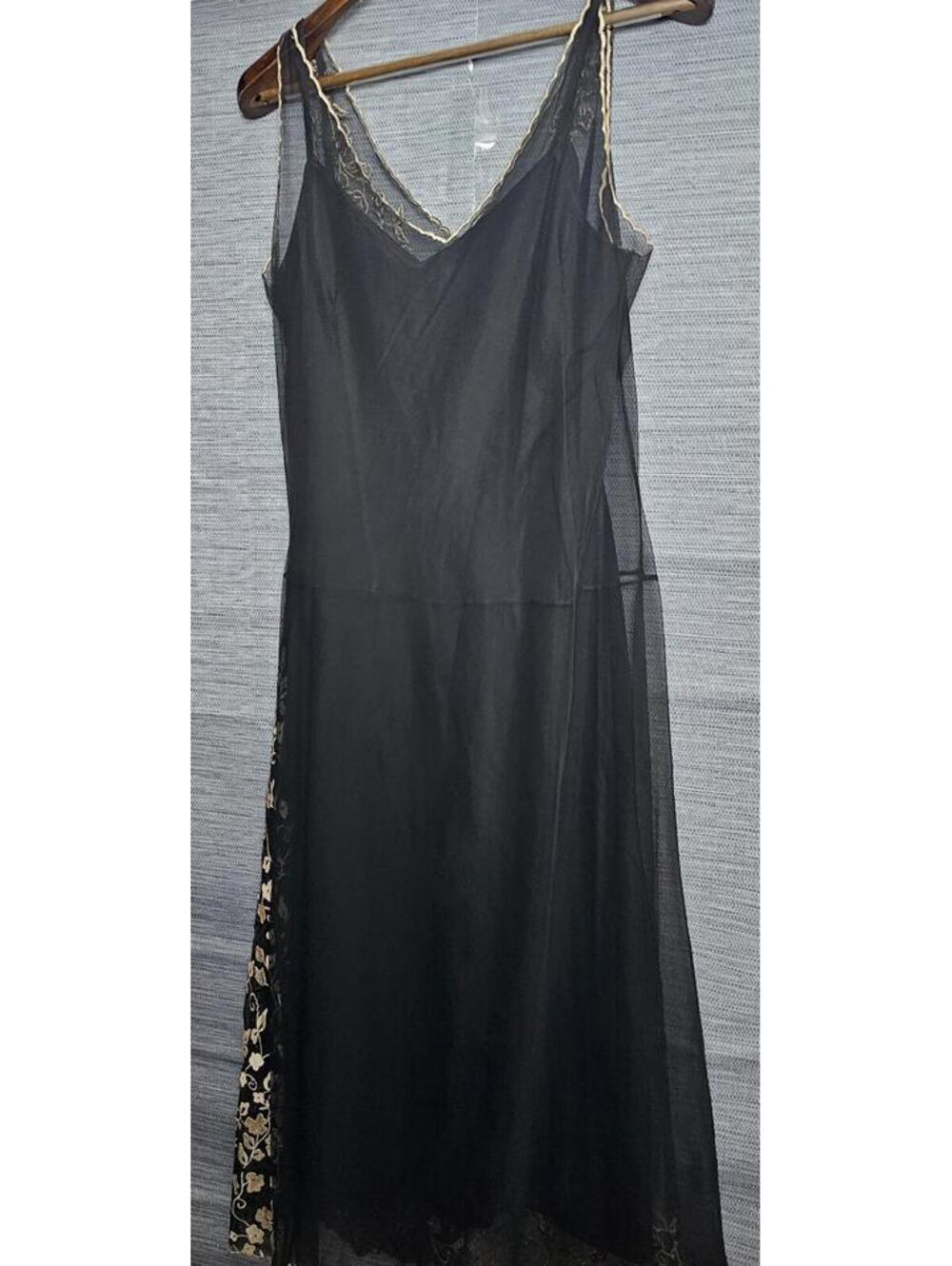 Newport News Dress Black Womens 12 Sheer Floral Embroidery - Picture 6 of 8